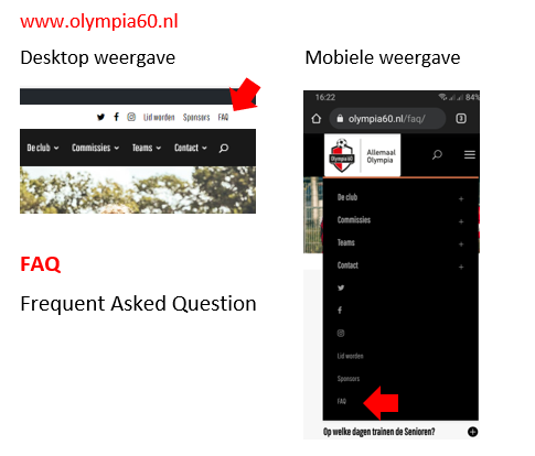 FAQ op de website