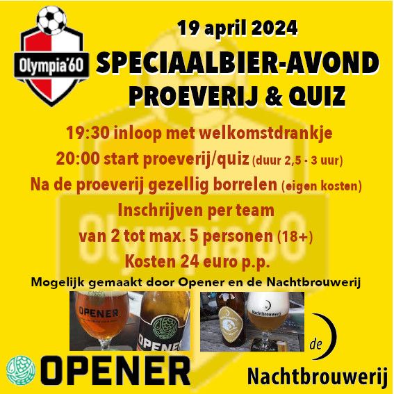 Speciaalbierproefavond op 19 april