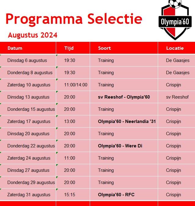 Selectie Programma augustus